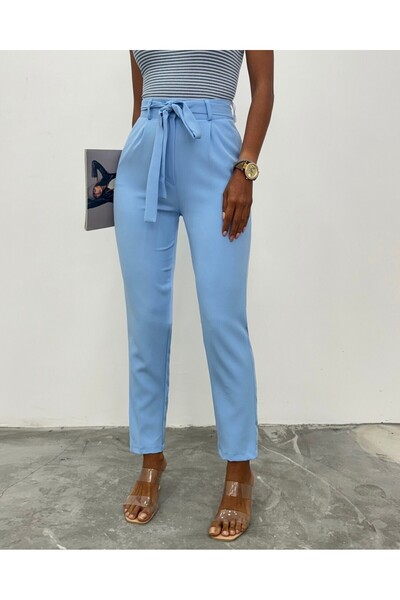 Modamorfo Belted Ankle Pants - Baby Blue