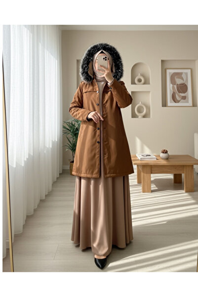 Modamorfo Released Hooded Short Coat with Snap Pockets