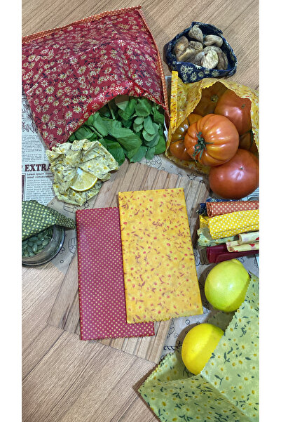 Home 2-Piece Mixed Pattern Fabric Reusable Natural Beeswax (Beeswax) Food Storage Cloth Large Size