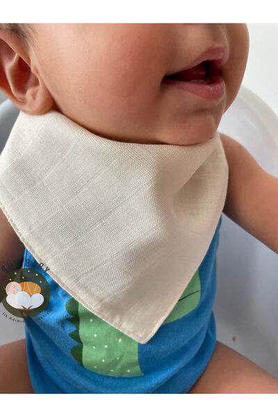 runbaby (4 ADET) Run Baby Müslin Kumaş Çıtçıtlı Bebek Salya Önlük & Fular