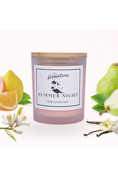 AromaZone Lumânare SUMMER NIGHT din ceară de soia și cocos, Handmade – 220g, timp de ardere 45h