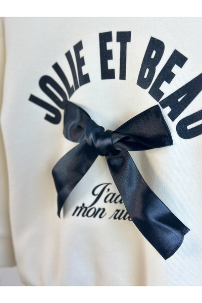 Pinkitokids Jolie Bow Detail Sweatshirt and Flared Leggings Set