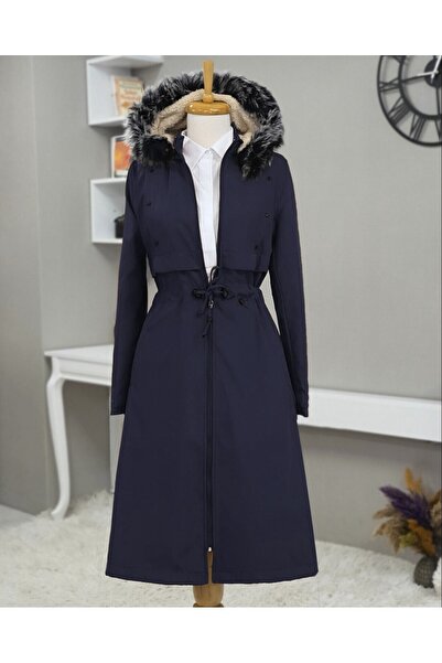 Modamorfo Dlouhý kabát s kapucí s kovovou hvězdou