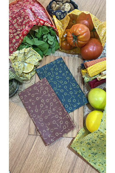 Home 2-Piece Palm Tree Pattern Fabric Reusable Natural Beeswax (Beeswax) Food...