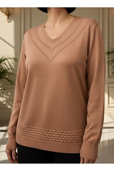 TEK Πλεκτό με λαιμόκοψη V Πλεκτό Πουλόβερ Mother Blouse / Dusty Rose