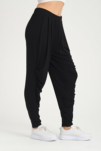 LİVE SPORT Kadın Yanları Ve Beli Pileli  Rahat Kalıp Şalvar