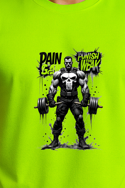 BESSA Green Oversize Men's Sports T-shirt - Crew Neck, Cotton, Sleeveless