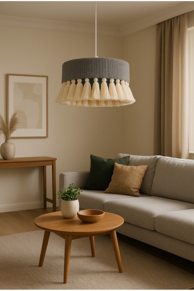 JUTUAL DEKOR Antrasit Gri Makrome Avize , Bohem Avize , Soft Avize - Elegante...