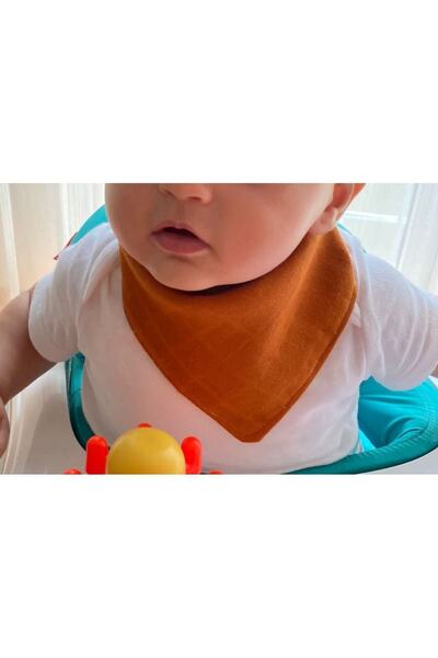 runbaby Muslin Fabric Snap Fastener Baby Drool Bib & Scarf (Cinnamon)