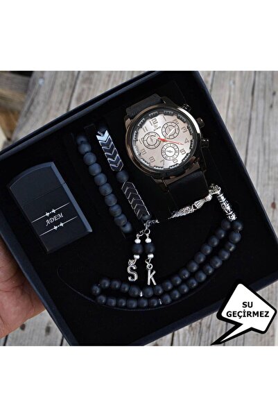 SPOLO Erkek Kol Saati Çakmak Tesbih Bileklik Seti