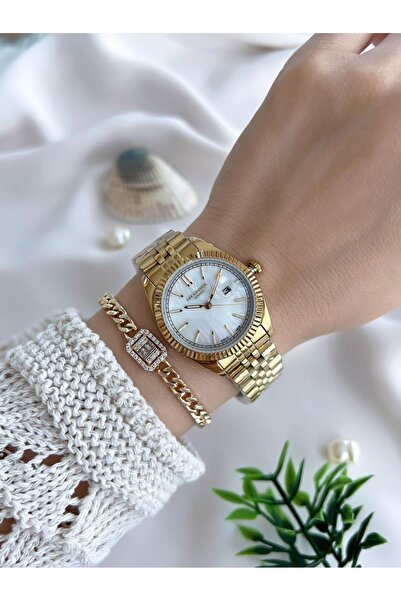 Lee Cooper ساعة يد نسائية مقاومة للماء حتى 3 أتم مع سوار فولاذي من سلسلة إيليت + سوار معصم مع ضمان لمدة 24 شهرًا