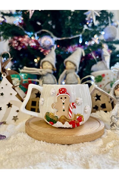 Niveis Kişiye Özel El Yapımı Tasarım Kurabiye Adam Desenli Hediyelik Porselen fincan