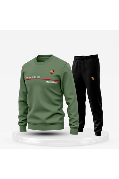 Bulvar Lee Crew Neck Porsche Printed Men'S, Winter Tracksuit Set / Car