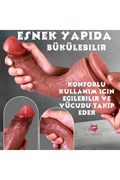 ÇİFT KATMANLI SİLİKON ULTRA YUMUŞAK DOKULU REALİSTİK GERÇEKÇİ DİLDO YAPAY PENİS 26 CM