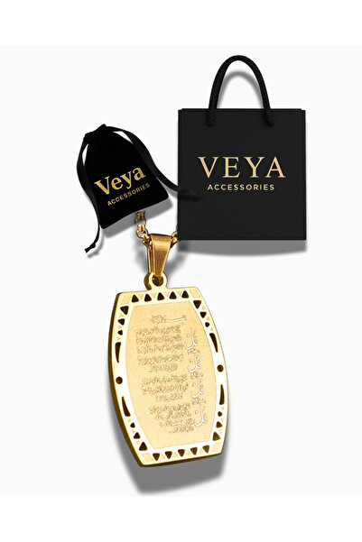 VEYA A necklace made of stainless steel and plated in gold, engraved with Isl...