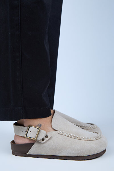 Manijero Premium Series Alba Beige Ecru Genuine Leather Soft Footbed Closed Front Sandals Slippers