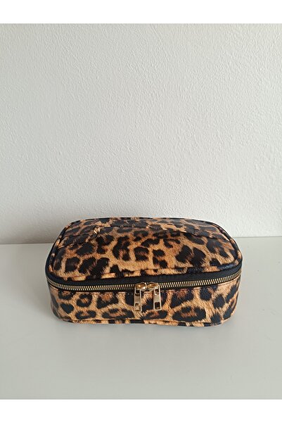 Maykis Чанта за пътуване и грим с леопардов принт