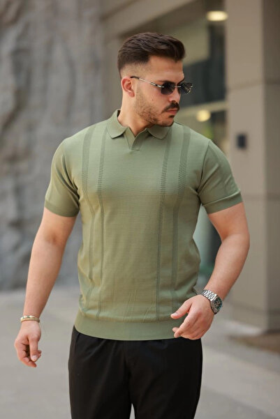 BALCI تي شيرت رجالي بأكمام قصيرة وياقة ممرضة