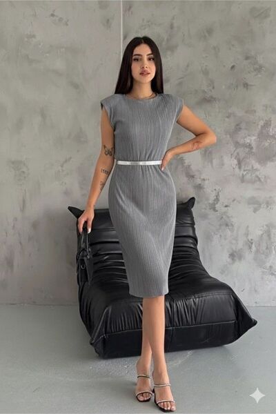 zeynep zehra Kadın Giyim Abiye Moda Piliseli Kumaş Kısa Elbise 3083