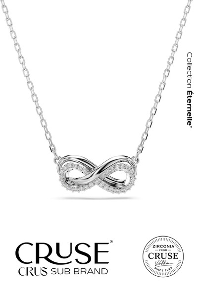 Cruse 925 Ayar Gümüş Aşkın Sonsuzluğu Kolye 18 Ayar Beyaz Altın Kaplama