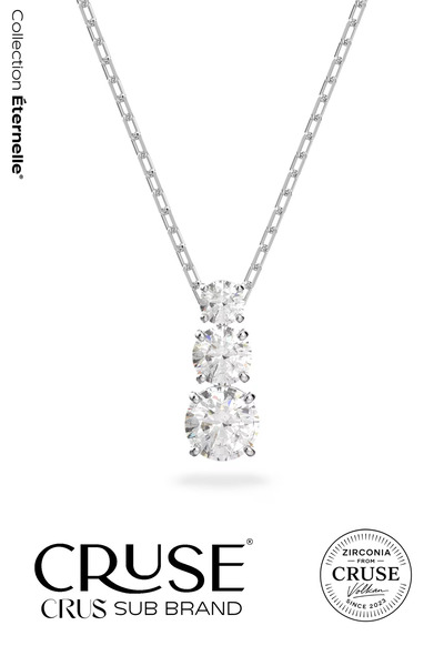 Cruse 925 Ayar Gümüş Üçtaş Kolye 18 Ayar Beyaz Altın Kaplama