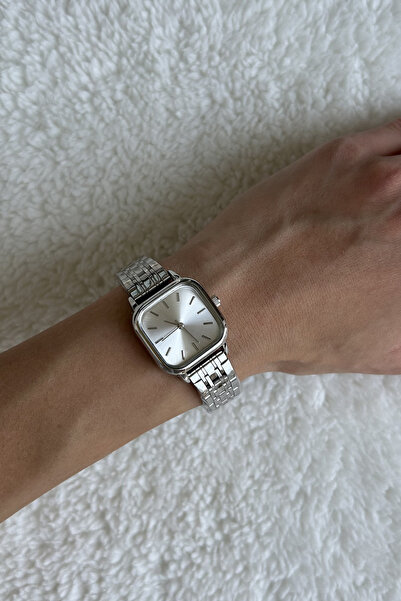 Love The Wind Square Case Silver Band Vintage Model Minimal Women's Wristwatch