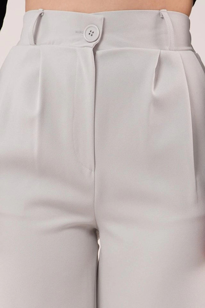 Omarı Wide Leg Pleated Gray Trousers