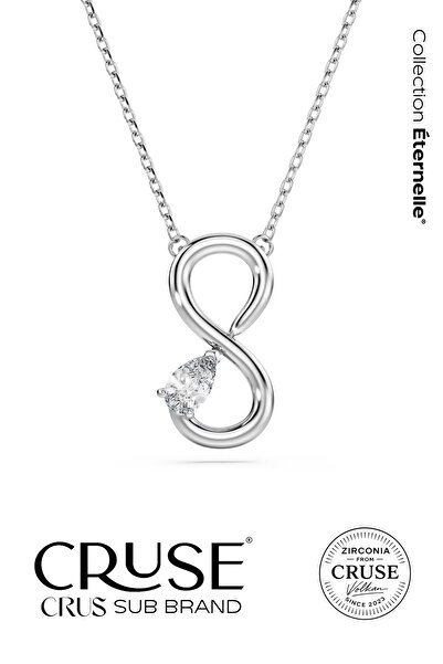 Cruse 925 Ayar Gümüş Éternelle™ Sonsuzluk Damla Tektaş Kolye 18 Ayar Beyaz Al...