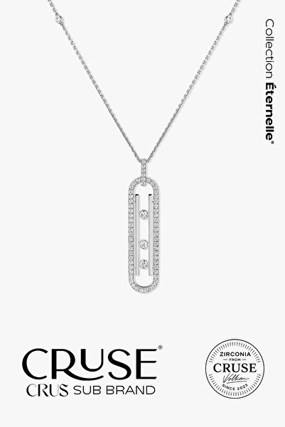 Cruse 925 Ayar Gümüş Éternelle™ Trinité Élégante Hareketli Taşlı Kolye 18 Aya...
