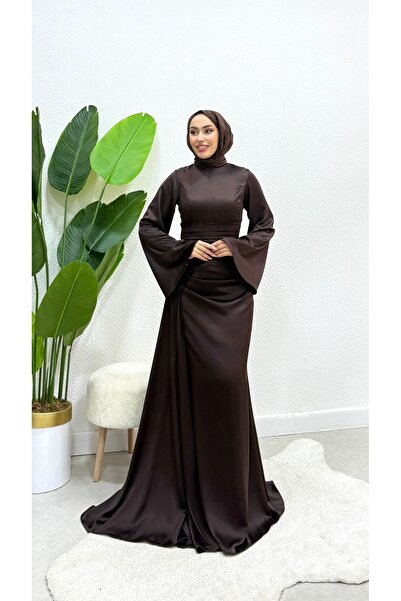 modasusev Ισπανικό βραδινό φόρεμα με σατέν μανίκι