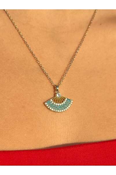 AmoriaJewellery ZİRKON TAŞLI YELPAZE MODEL ÇELİK KOLYE