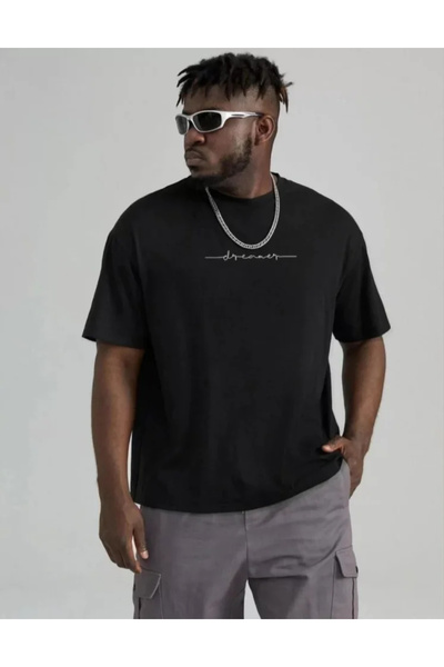 Wear Up Tricou oversize imprimat unisex - negru