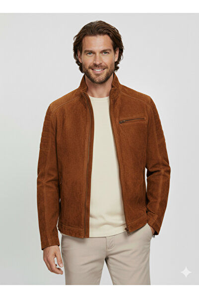 Jack & Jones 12147218 Jjerocky Jacket Noos Erkek Mont Cognac Fake Suede