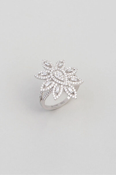 So CHIC... Romantik Rüya 18 Ayar Beyaz Altın Kaplama Gümüş Yüzük