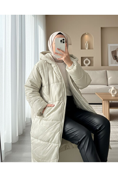 Modamorfo Кам'яного кольору куртка з капюшоном, шнурівкою та блискавкою