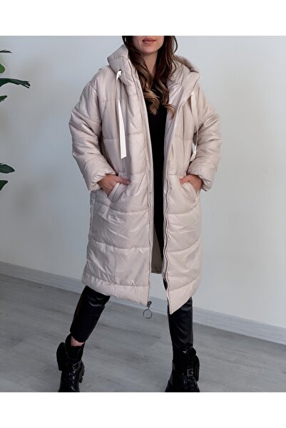 Modamorfo Екрю з капюшоном і шнурком, з блискавкою і накладками