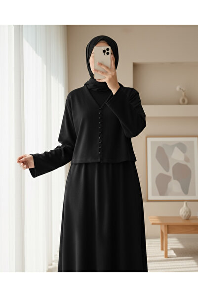 Modamorfo Σετ Φόρεμα Σελανίκης με Μπουφάν Κροπ -Μαύρο