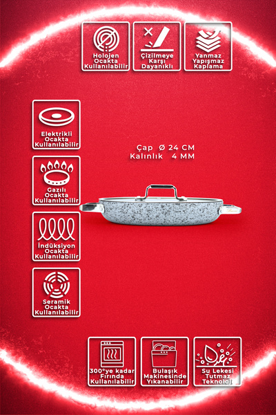 Brioni Stone-Age 24cm Non-Scratch Fireproof Non-Stick Induction Cooker