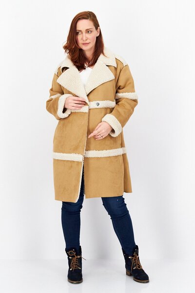 Bearpaw Women Textured Trench Coat, Tan