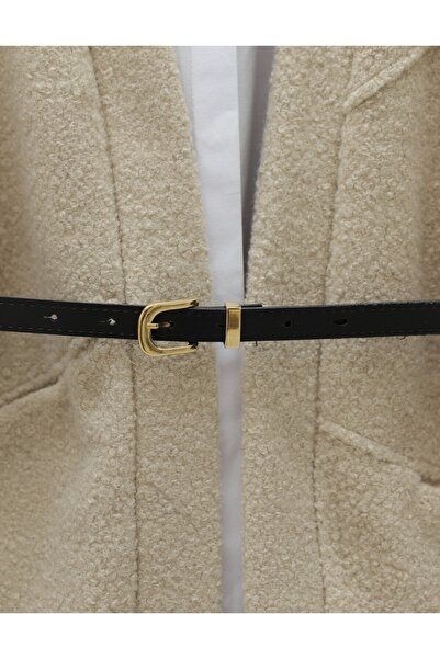 Modamorfo Pocketed Balloon Sleeve Oversize Boucle Jacket -Stone