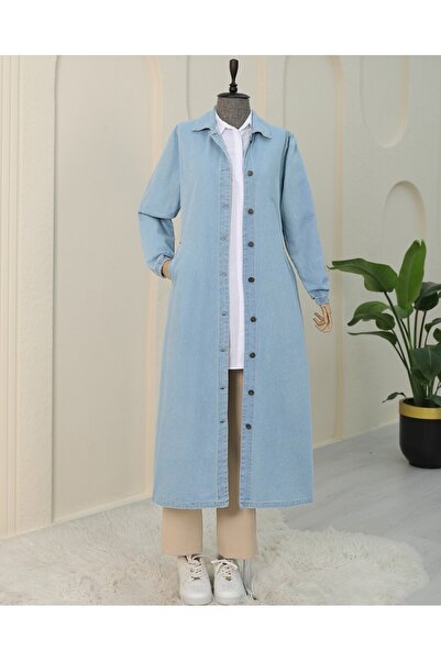 Modamorfo Джинси з гумкою на рукавах і ґудзиками по всій довжині - світло-сині