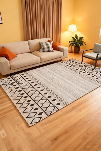 Enjoylifeme Warm Luxurious Modern Printed Rectangular Anti-Slip Carpet, Easy to Clean Rug Black/Grey 160x230cm