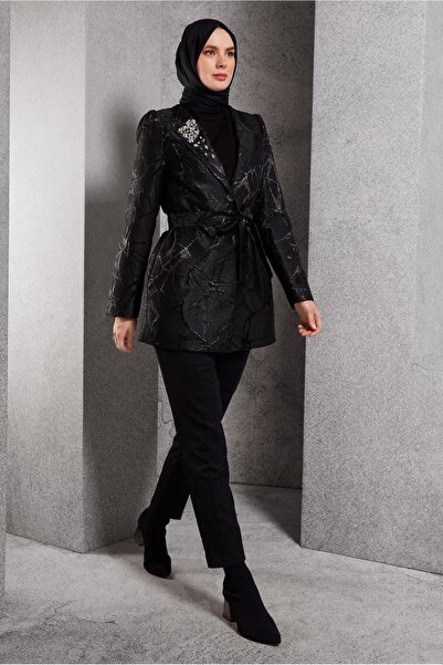 Alvina Kruvaze Collar Jacquard Jacket 44740