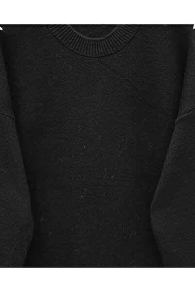 Modamorfo Striped Knit Tunic with Drawstring Sleeves - Black