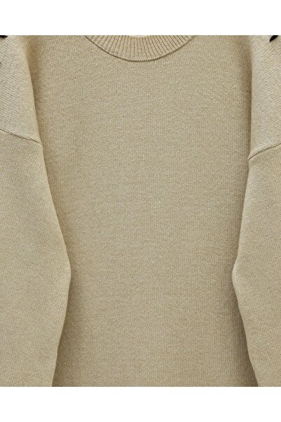 Modamorfo Striped Knit Tunic with Drawstring Sleeves - Mink