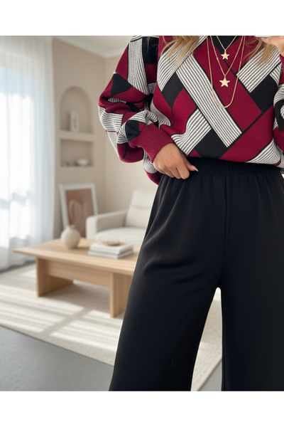 Modamorfo Volné úpletové kalhoty - černé