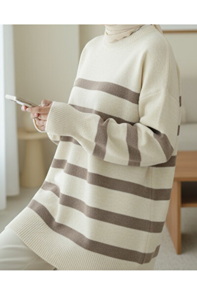 Modamorfo Πλεκτό τούνικ με στρογγυλή λαιμόκοψη - Χώμα