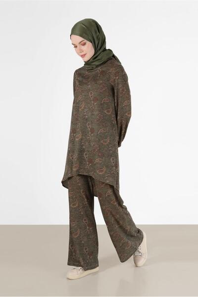 Alvina FISHER COLLAR PATTERNED DOUBLE PANT WITH ELASTIC CUFFSSET 42280