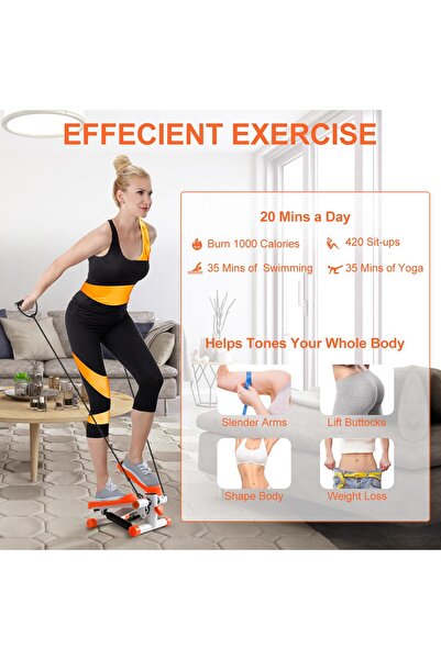sharpdo Mini Stepper Exercise Machine with Resistance Bands and Calorie Counter