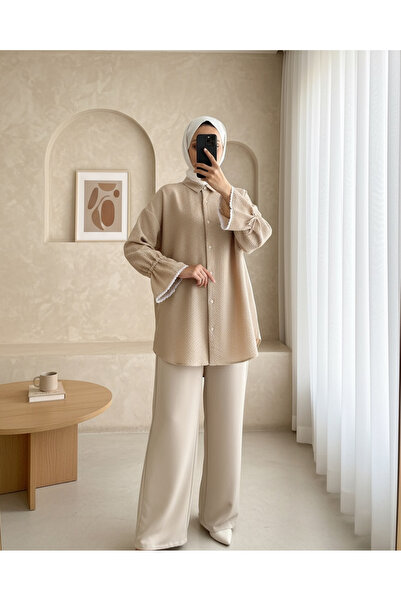 Modamorfo Húzózsinóros és rovátkolt ujjú ing - Mink